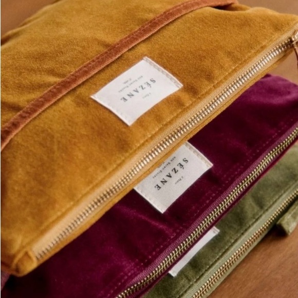 Sezane Handbags - Sezane Velvet Cosmetic Bag in Mustard